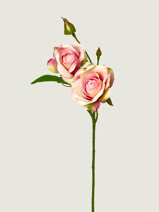 Real Touch Faux Triple Bloom Rose, Blush Pink